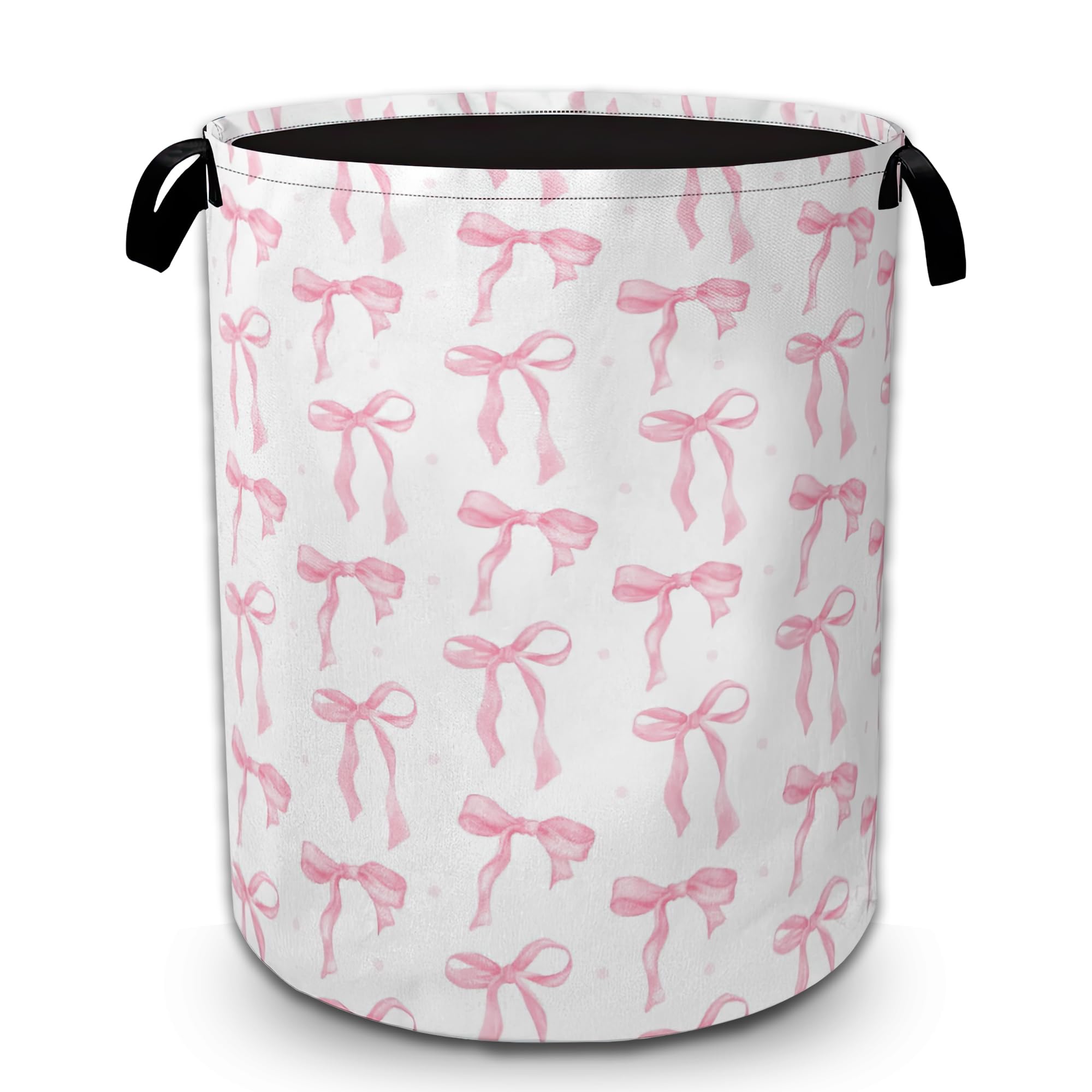 Pink Bow Laundry Hamper Baby Girls Laundry Basket Kids Nursery Bedroom Dirty Clothes Hamper Collapsible Organizer Basket for Toy Storage Gifts Washing Baskets