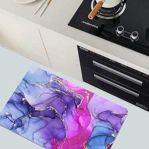 Miniatura 4 de DUADELI Tapete de baño antideslizante con remolino de mármol dorado y morado, rosa, tierra de diatomeas, súper absorbente, de secado rápido, para