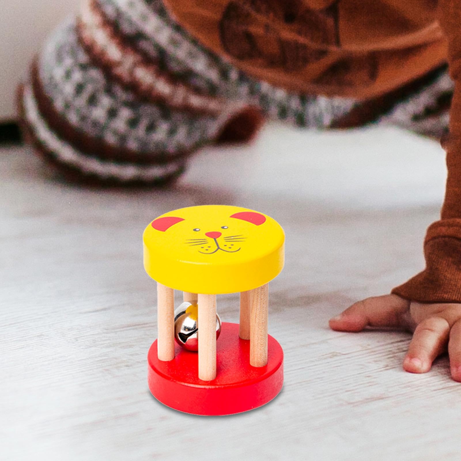 DYNWAVE Infant Roller Toy with Bell for 6-12 Months, Motor Skills Development Gift, Yellow