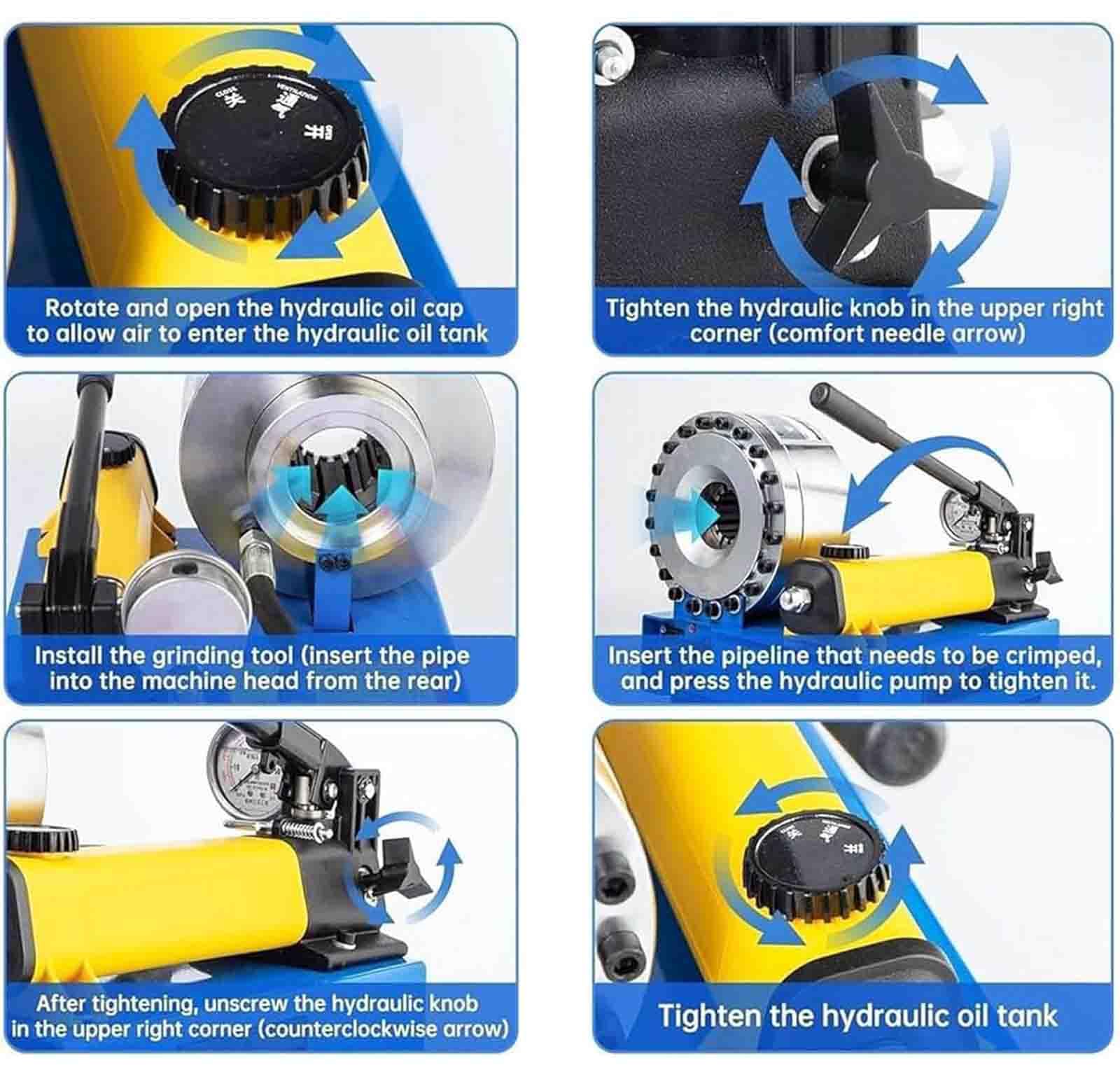 Crimpadora hidráulica Manual de Alta presión para tuberías, Herramienta Duradera y eficiente para crimpeado de mangueras.
