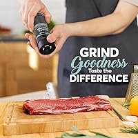 Vista 3 de Spice Bounty - Granos de pimienta negra entera con molinillo de 5.8 onzas Molinillo de pimienta ajustable, pimienta recién molida, especias