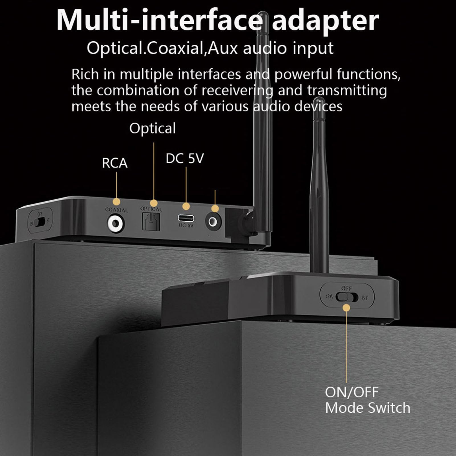 Gugxiom Émetteur Bluetooth 5.3 à Longue Portée pour Les écouteurs/Haut-parleurs TV/PC/Projecteur vers Wireless, Adaptateur Bluetooth pour la Télévision avec Une Fiche D'affichage