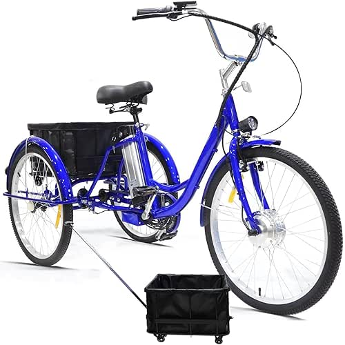 Bicicleta eléctrica de 3 ruedas de 24" para personas mayores,