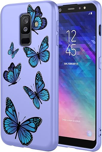 Case for Galaxy A6 Plus 2018 Case, Samsung A6+ 2018 Samsung J8 2018 Case Shockproof Flexible Bumper TPU Soft Case Butterfly Pattern Phone Cover for Samsung Galaxy A6 Plus 2018 Purple Butterfly