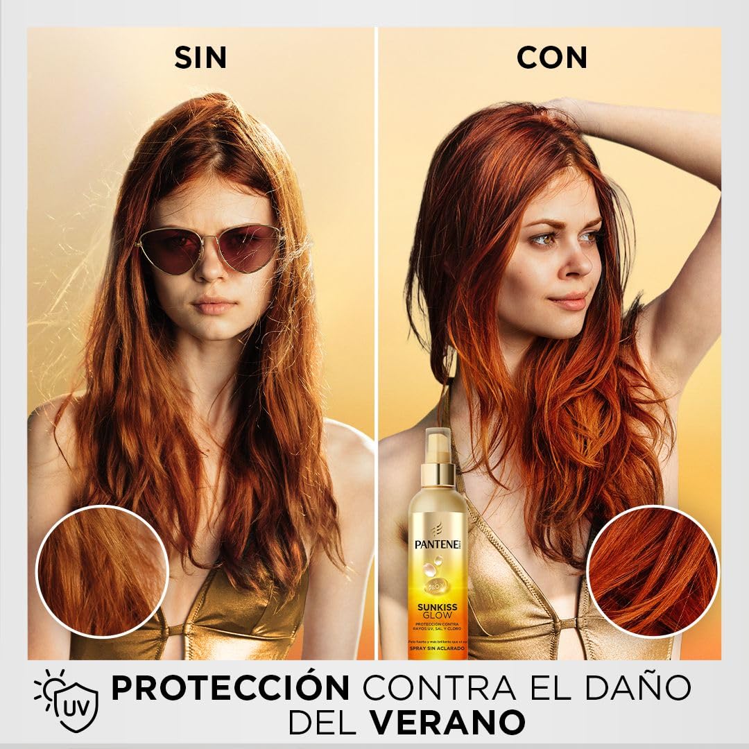 Pantene Pro-V Sunkiss Glow Spray Protector Solar para el Pelo 200ml. Protege contra el Sol, Sal y Cloro para Pelo Fuerte y Brillante