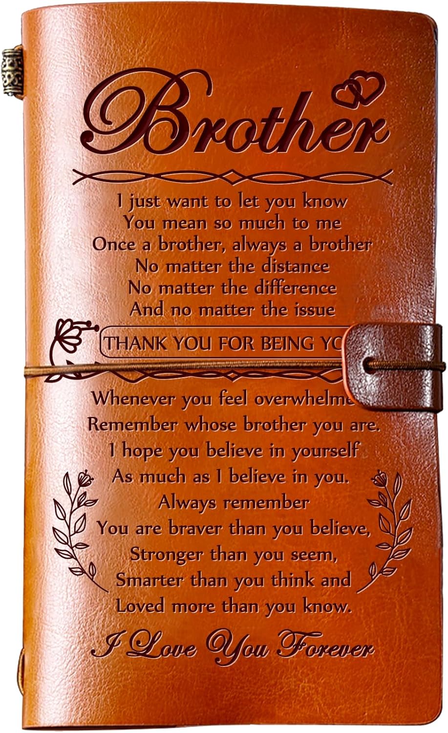Hiipeenow Brother Valentines Day Gifts from Sister, Leather Travel Journal 140 Pages Presents, Birthday Graduation Christmas Valentines Fathers Day Wedding Day Gifts for Brother