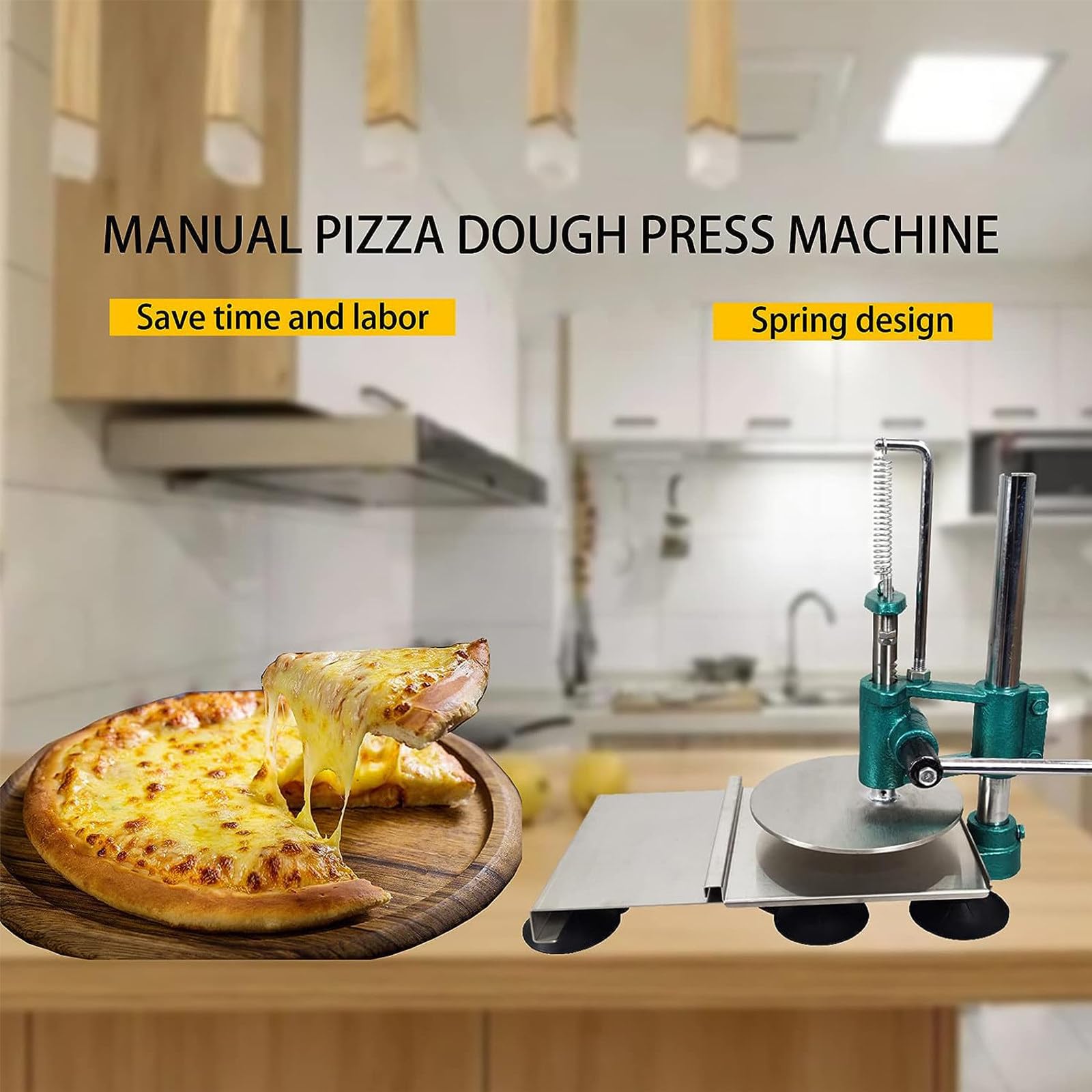 Pressa per pizza commerciale in acciaio inox per pasta da cucina e casa, macchina manuale per foglio Chapati, qualità primaria per uso commerciale