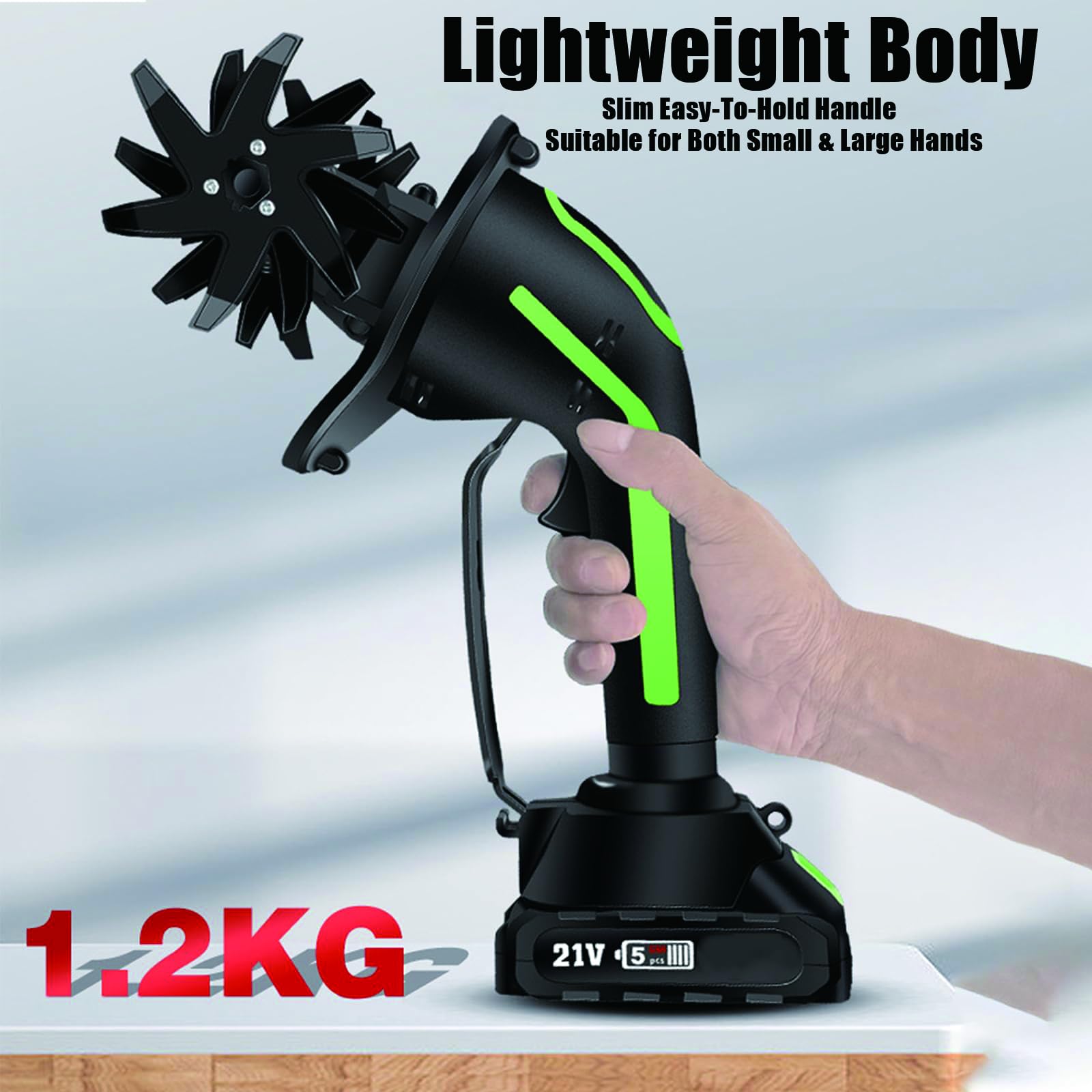 Cultivador De Jardín Inalámbrico – Mini Motoazada Eléctrica con 2 Baterías De 1,5Ah, 10 cm De Ancho Y Profundidad De Trabajo, Rotovator Manual Portátil para Deshierbe Y Huertos