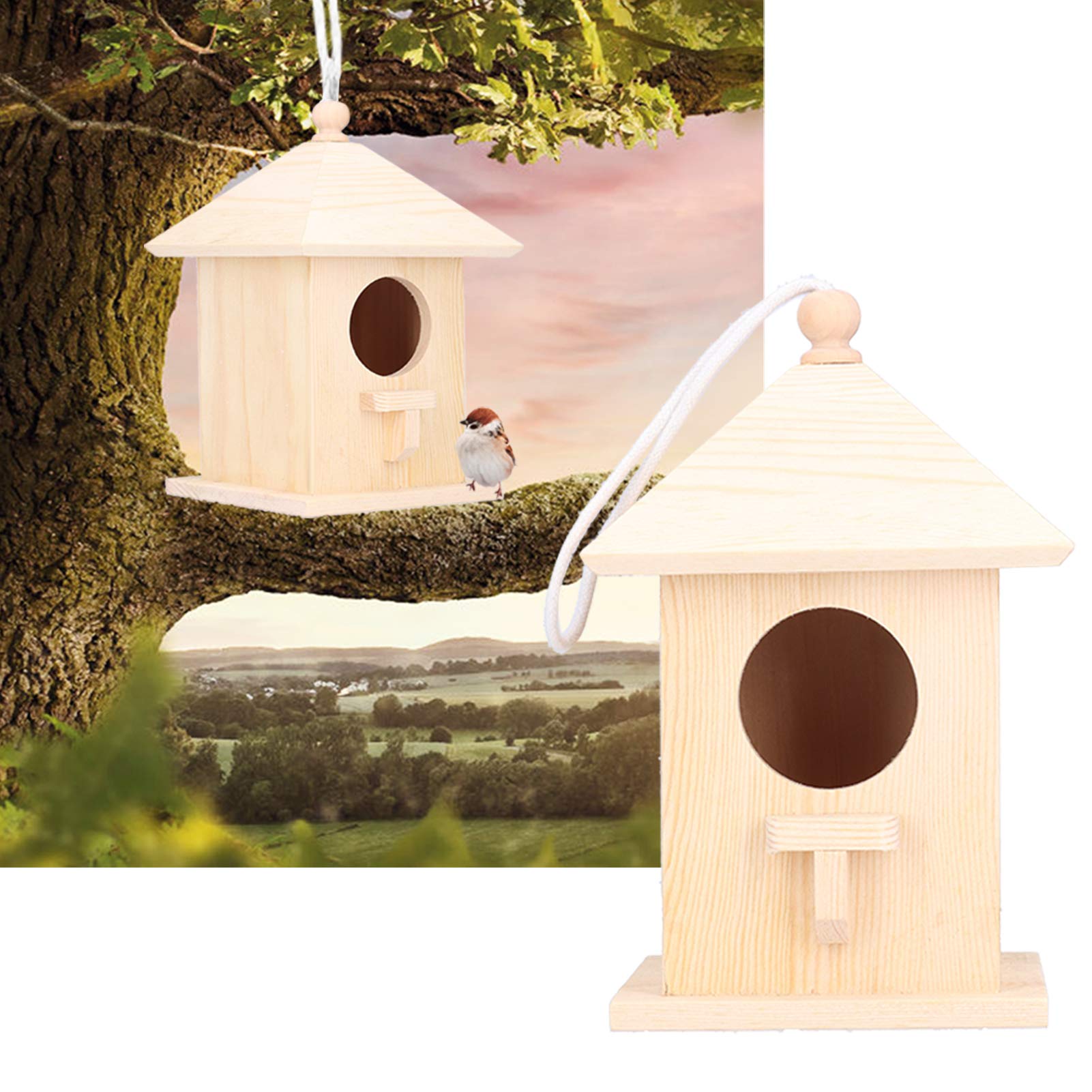 Kolibrie nesthuis om op te hangen, houten vogelhuisjes voor