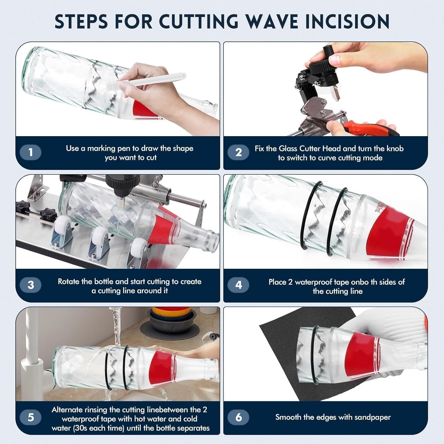 Upgraded Glass Bottle Cutter kit, Wine Bottle Cutter, Glass Bottle Cutter Set Glass Bottle Cutter for All Shapes, Bottle Cutter Glass Cutter kit Round and Square, Wine Bottle Cutter Tools, Bottle DIY