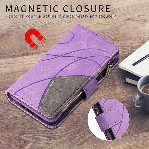 Miniatura 4 de Funda tipo cartera con cremallera para Samsung Galaxy A32 5G, piel sintética de alta calidad para Galaxy A32 5G, 8 ranuras para tarjetas, 1 ranura