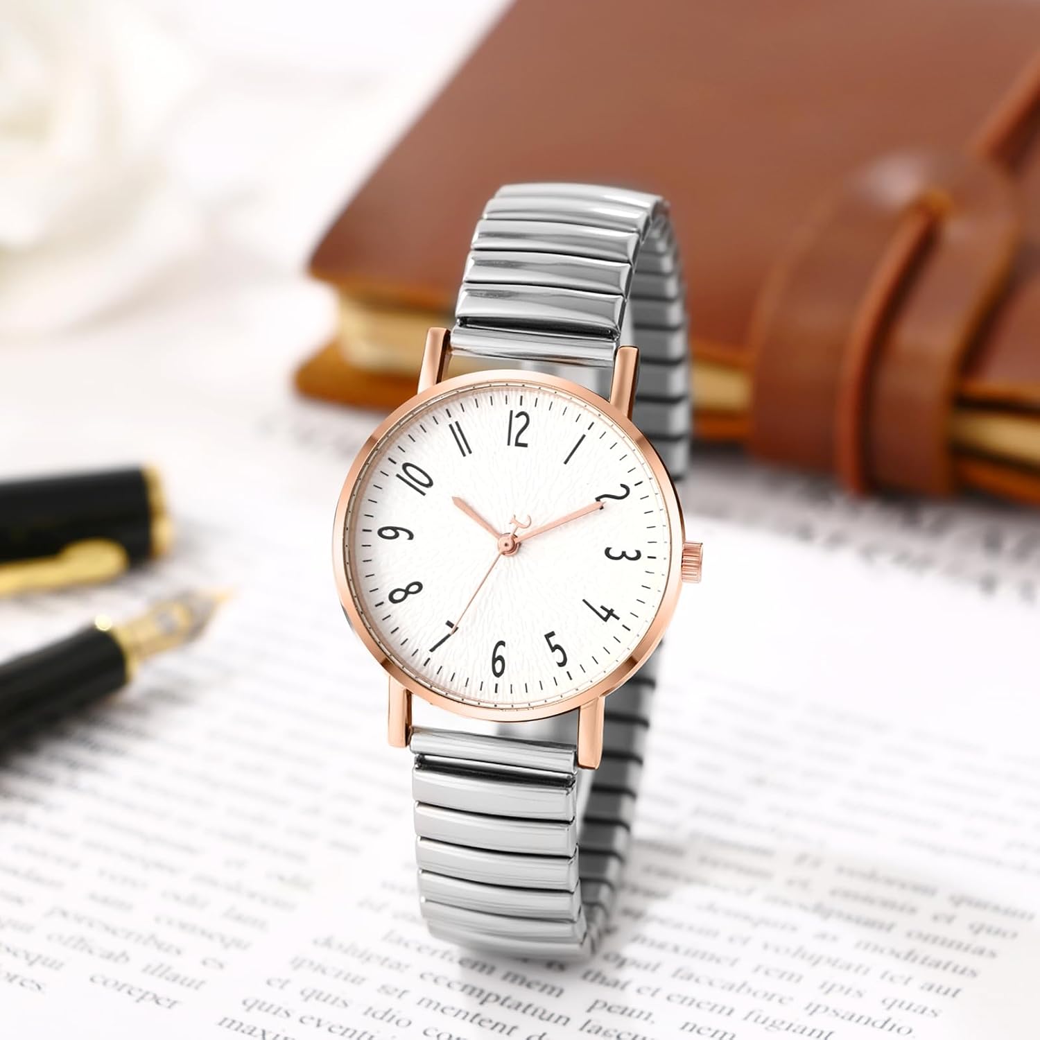 Avaner Women's Stretch Band Watches: Ladies Colorful Elastic Strap Easy Reader Analog Quartz Bangle Wrist Watch - Image 2