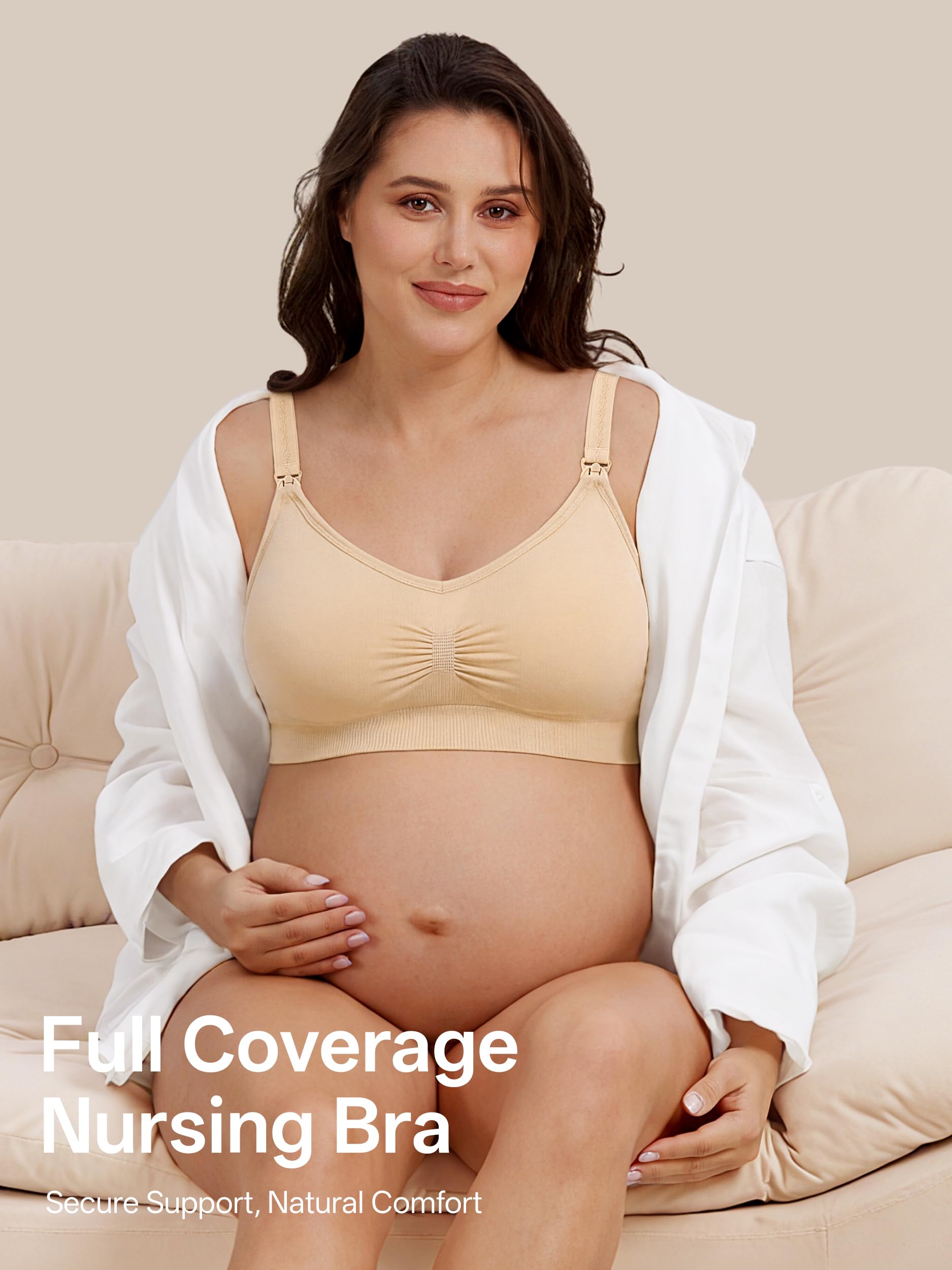 HBselect 3 Pcs Sujetador Lactancia de Maternidad, Sujetador de Lactancia Sin Costuras con Extensiones Sin Aros para Mujeres