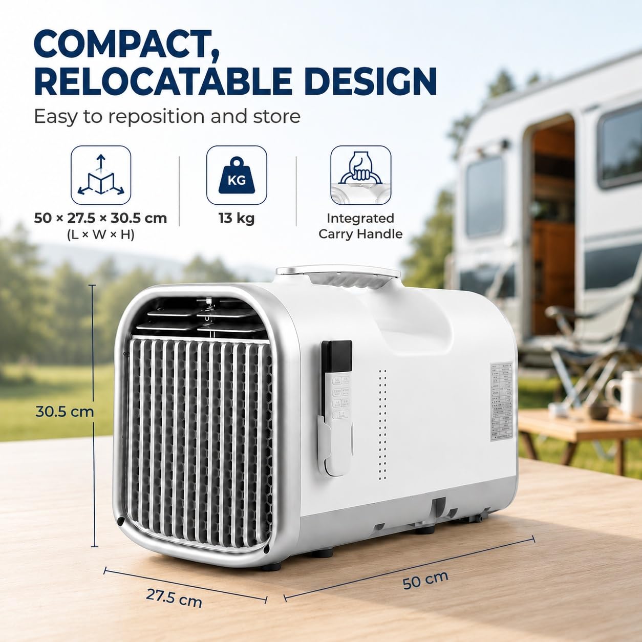 Condizionatore Portatile Senza Installazione Fissa 4400/5100 BTU | Compressore, sistema auto-evaporante, 4 modalità, pannello touch e timer 12 ore per casa, ufficio, camper e tenda(4400 BTU)
