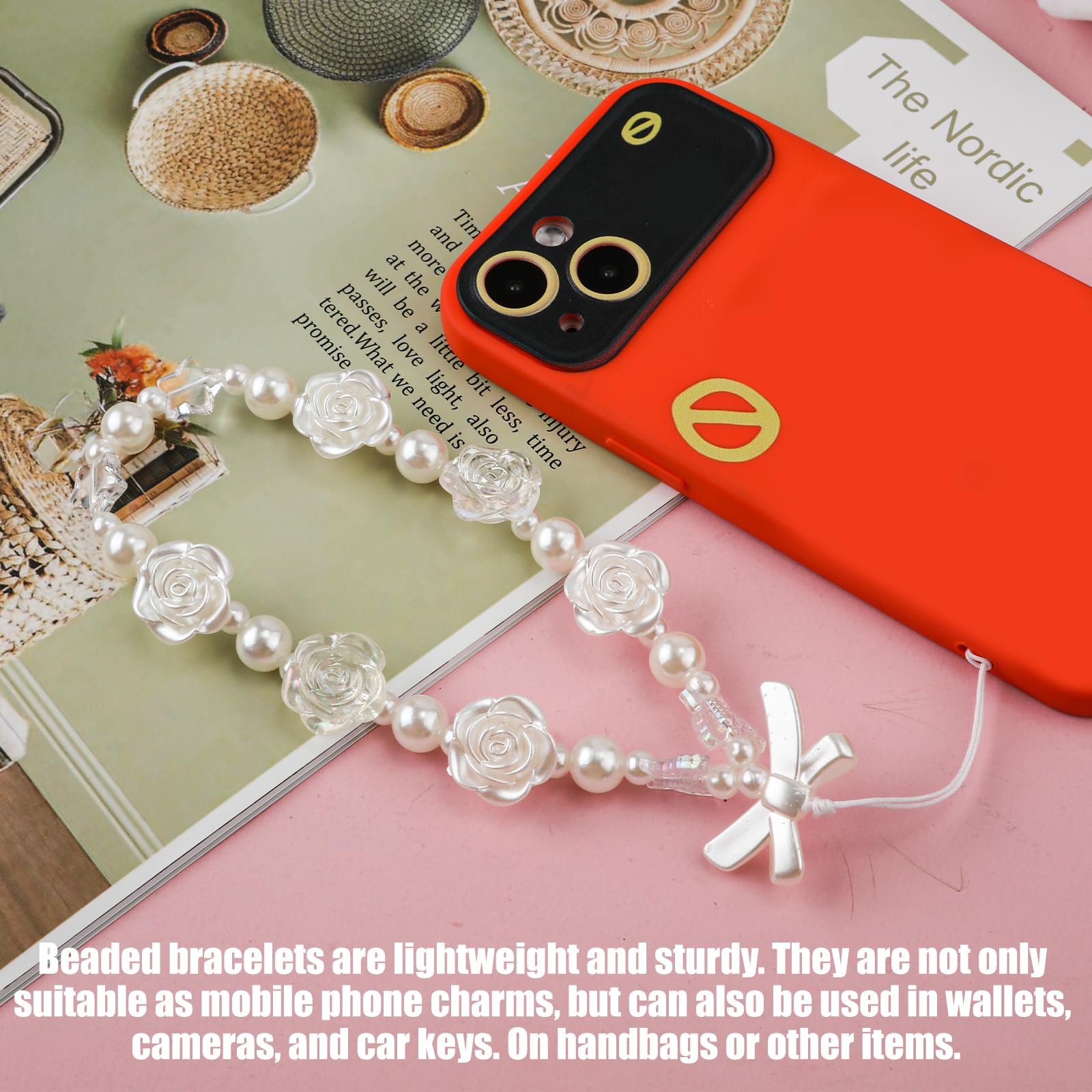 NQEUEPN 3pcs Beaded Phone Bracelet Strap - Image 4