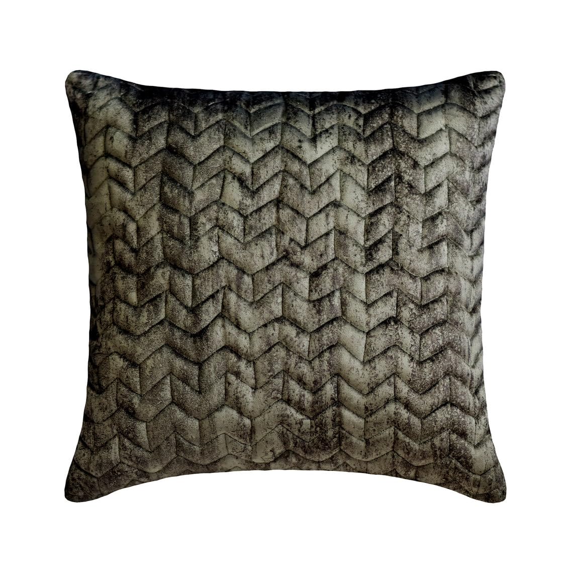 The HomeCentric Grey 35x35 cm (14"x14") Cushion Covers, Velvet Chevron & Quilted & Textured Fabric Cushion Covers, Geometric Pattern Modern Style - Concrete Chevron — image 1