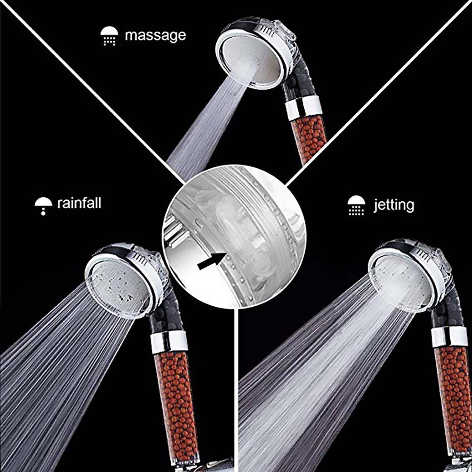 HAILM Soffione Doccia Alta Pressione con Filtro & 59 in Tubo, per Bagno Famiglia Caravanning Aperto, Vasche Piastrelle Pareti, Doccia Spruzzatore Palmare con 3 Impostazioni Spruzzo