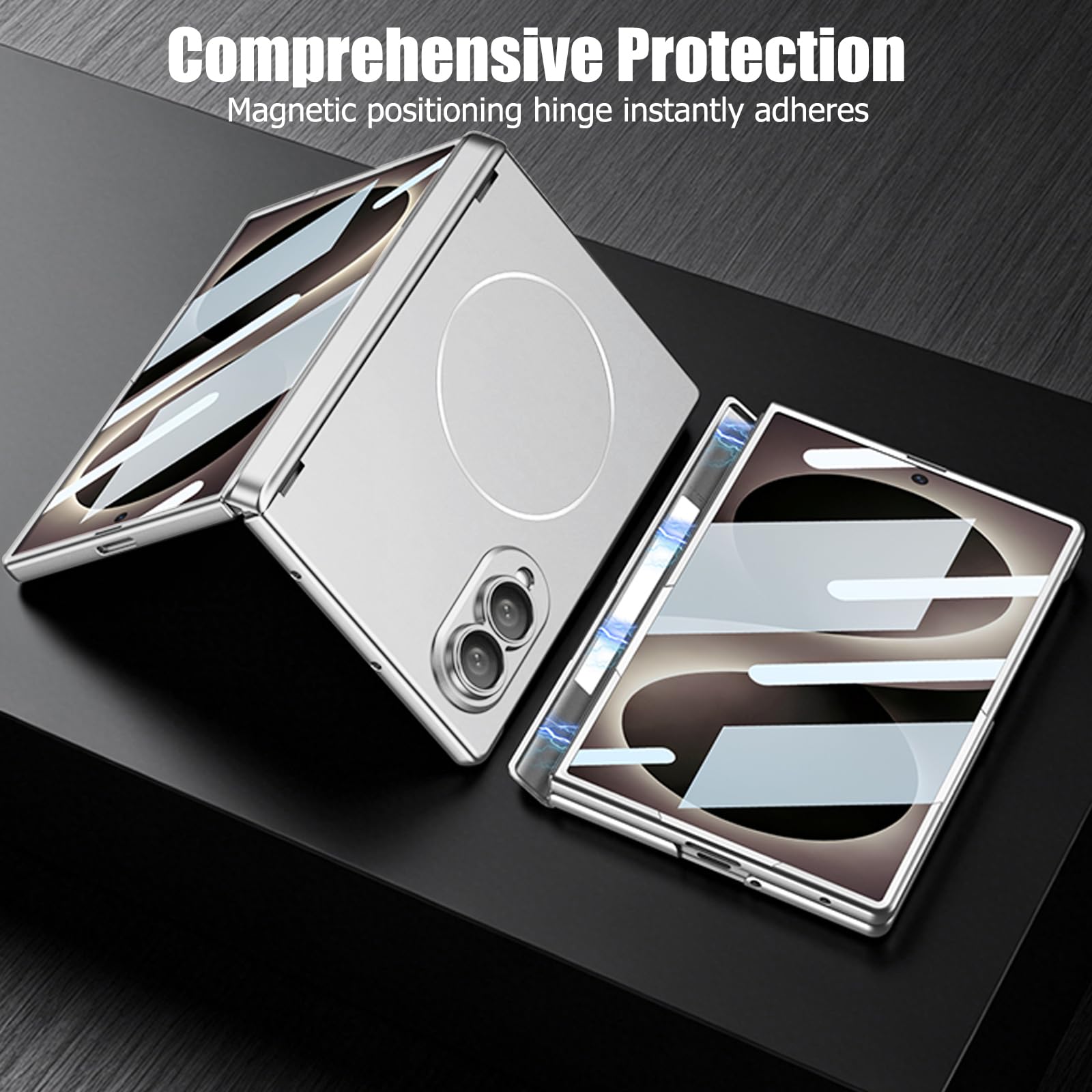 Custodia magnetica per Samsung Galaxy Z Fold 8, con pellicola protettiva integrata e protezione per cerniera magnetica, supporta la ricarica wireless, cover rigida e sottile in policarbonato antiurto