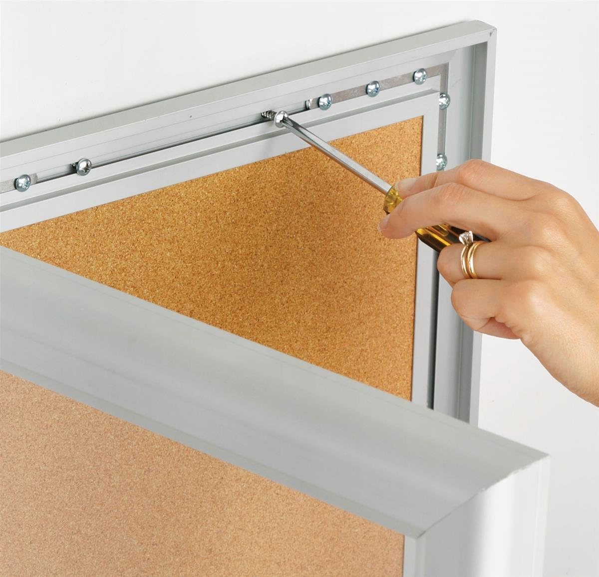 Cork Bulletin Boards 14 x 19 x 1 Inches Satin Finished Anodized Aluminum Frame Enclosed Message Holders with 11-1/2 x 16-1/2 Inches Viewable Area
