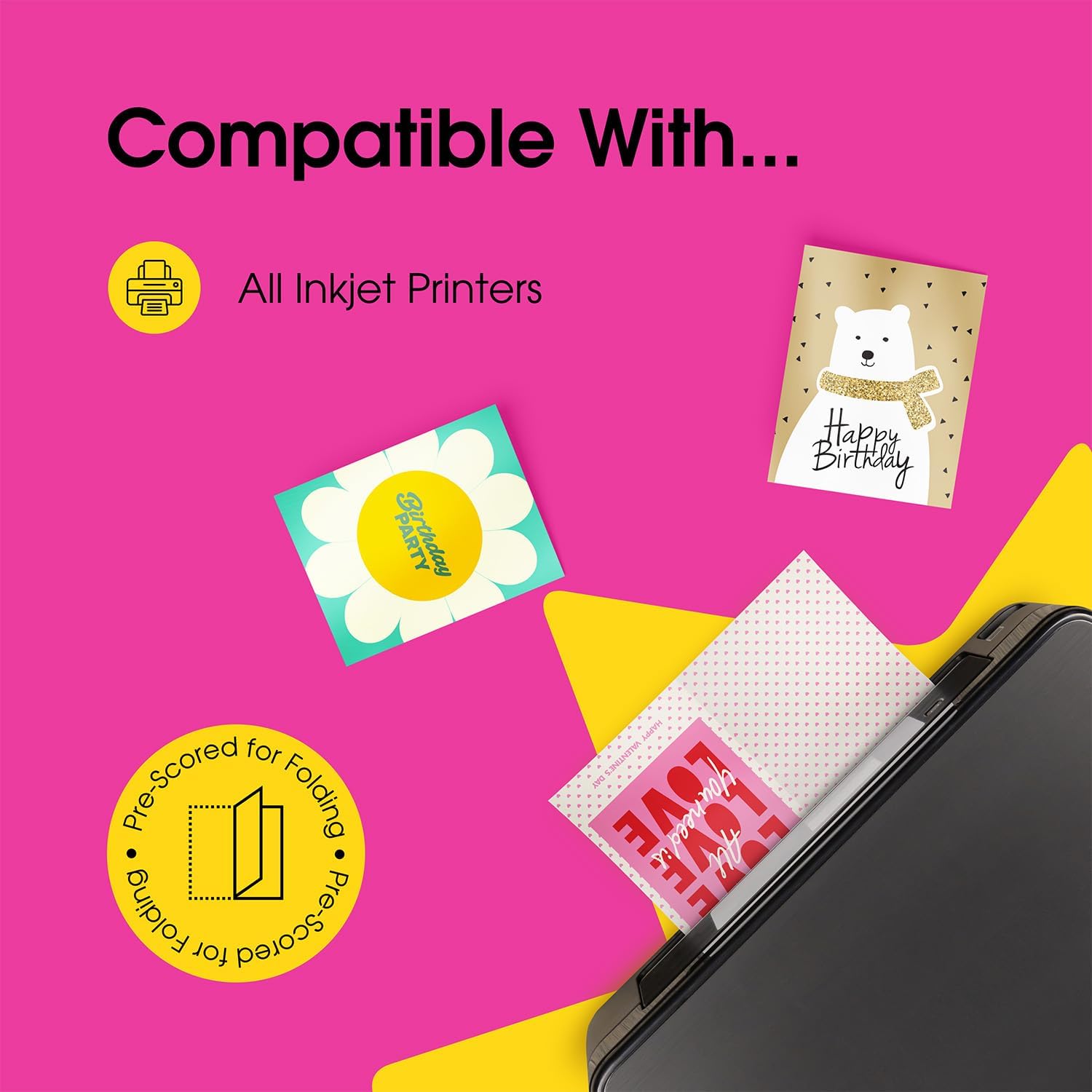 PPD Greeting Card Paper, Printable Greeting Cards With Envelopes for Inkjet Printer, 5.5x8.5 Blank Half Fold to 4.25 x 5.5 Custom Cards for Birthday, Wedding, Invitations, Thank You Note (10 Sheets) - Image 4