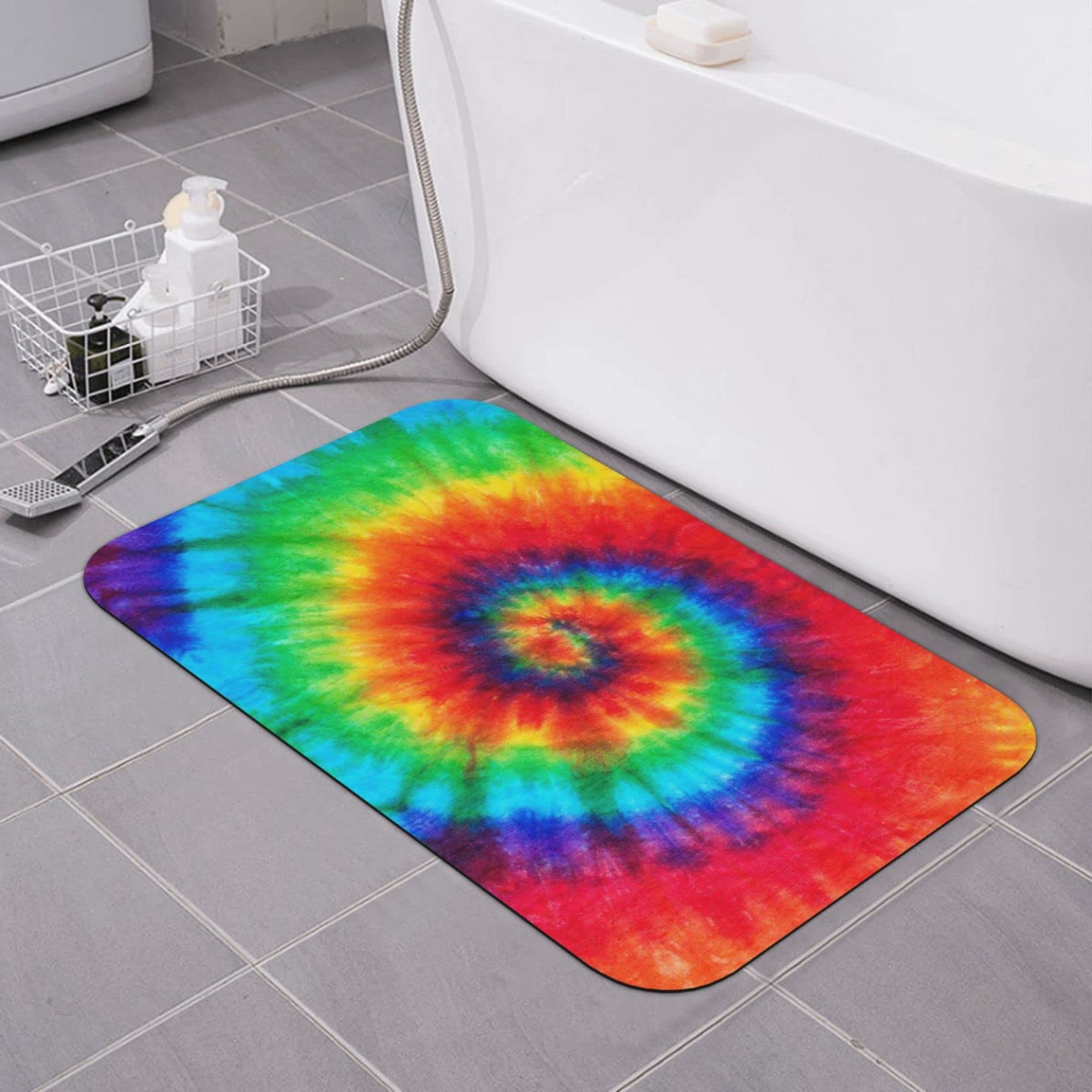 Tapis de bain tie-dye pour une sortie de douche colorée et sûre