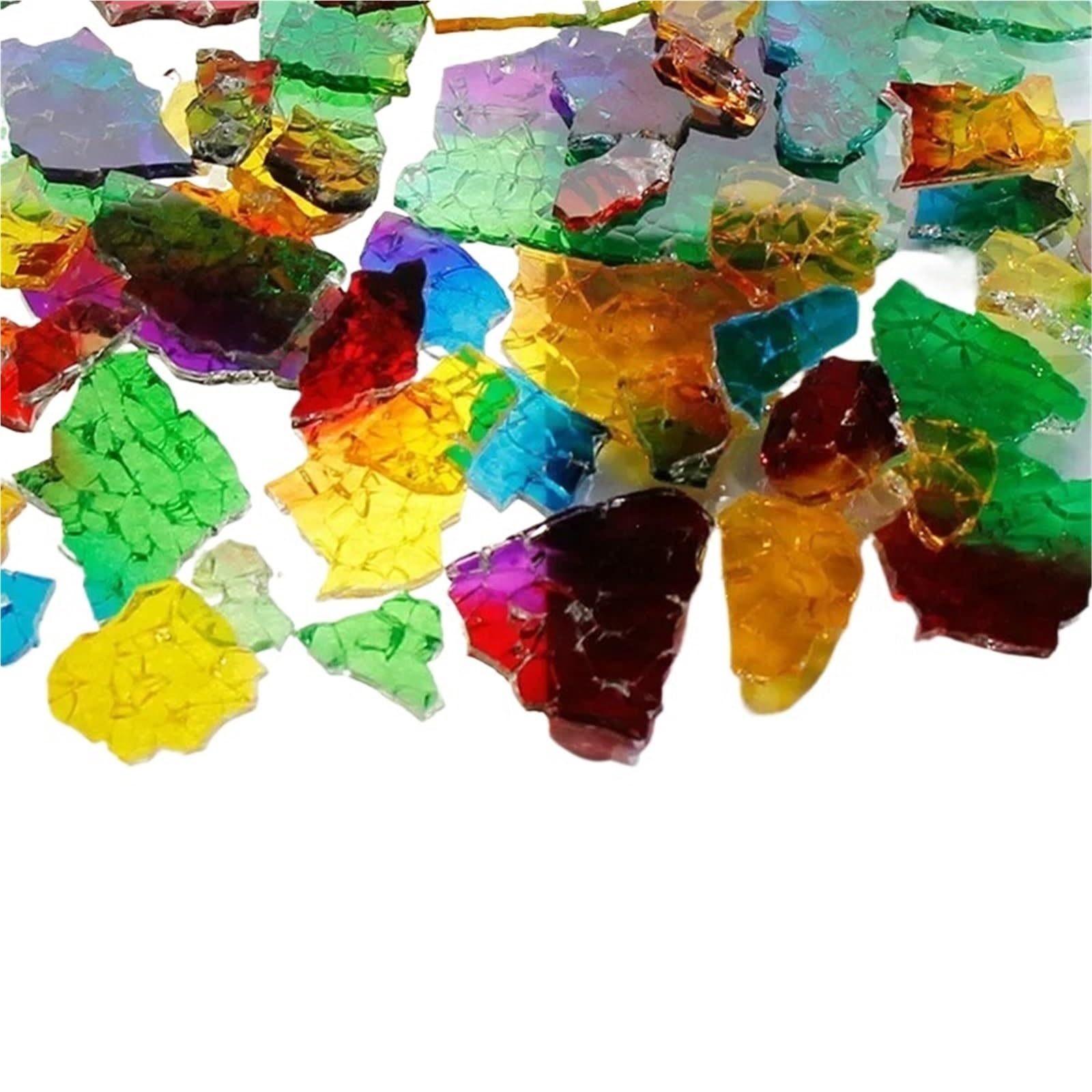 Xulvoz Color01 Mosaic Tiles 400 G Colorful Ice Crack Fragments Crystal Mosaic Diy Creative Handmade Art Colored Tempered Glass Transparent Particles
