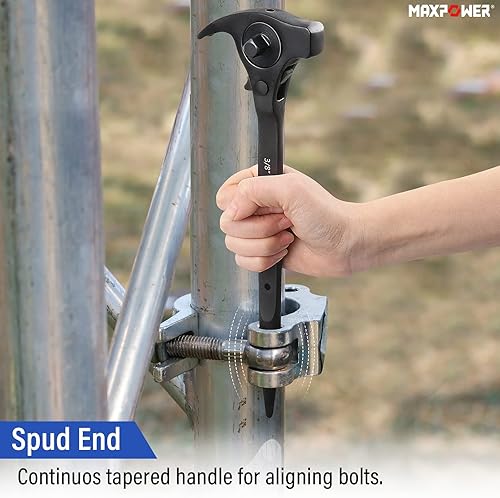 Miniatura 6 de MAXPOWER Llave de trinquete de andamio de accionamiento de 1/2" y 3/8", llave de podger con martillo de garra, palanca de palanca, barra de palanca