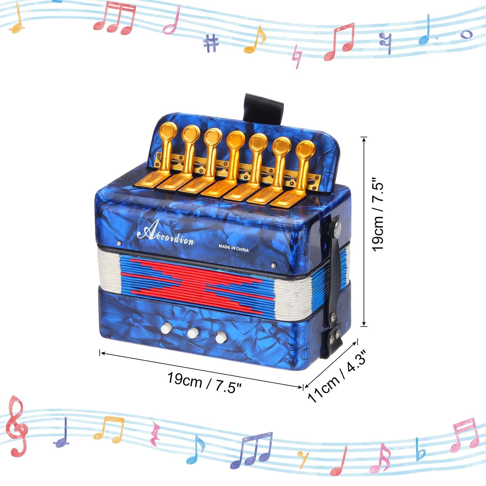 QUARKZMAN Fisarmonica, 10 Tasti Fisarmonica Mini Strumento Musicale Leggero per Adulti Principianti Educativo, Blu Navy