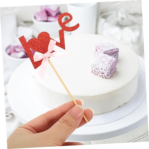 Miniatura 5 de PRETYZOOM 48 Pcs Love Cake Insert Love Cake Toppers Dessert Picks Cake Pick Topper Appetizer Pick Wedding Cupcake Toppers Love Valentines Day Cake