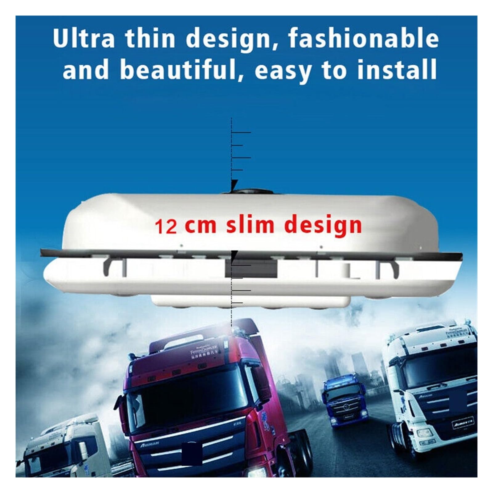 Aire Acondicionado eléctrico de 12V/24V para vehículos recreativos, Aire Acondicionado de Techo para autocaravanas, caravanas y Furgonetas Camper, refrigeración eficiente.