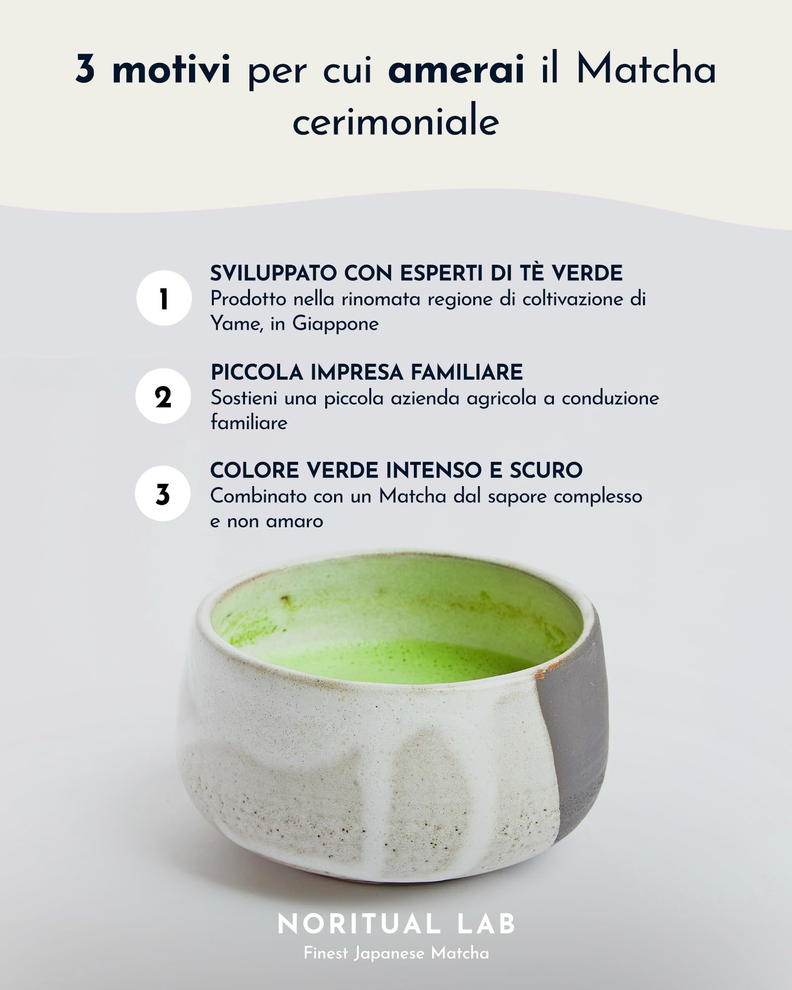 NORITUAL LAB MATCHA – Ceremonial Grade – Originale dal Giappone – rinomata regione di coltivazione sull'isola di Kyushu (40 g)