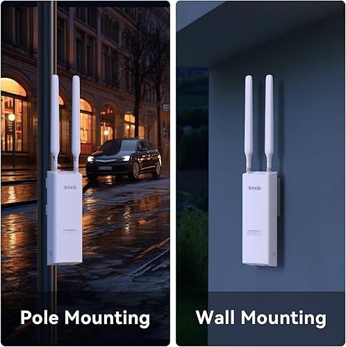 Miniatura 6 de Tenda Punto de acceso Wi-Fi para exteriores AC1200 de doble banda (OAP1200), MU-MIMO, IP65 impermeable, alimentación PoE, ideal para patio trasero y