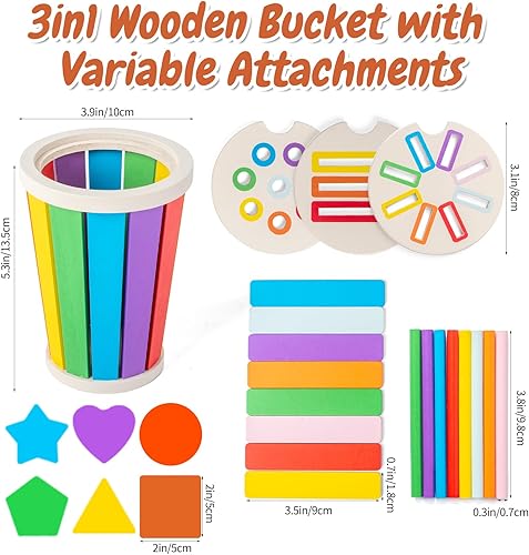 Miniatura 4 de Juguetes Montessori para niños de 1 a 3 años, juguetes de aprendizaje de clasificación de colores de madera para niños pequeños, juegos de