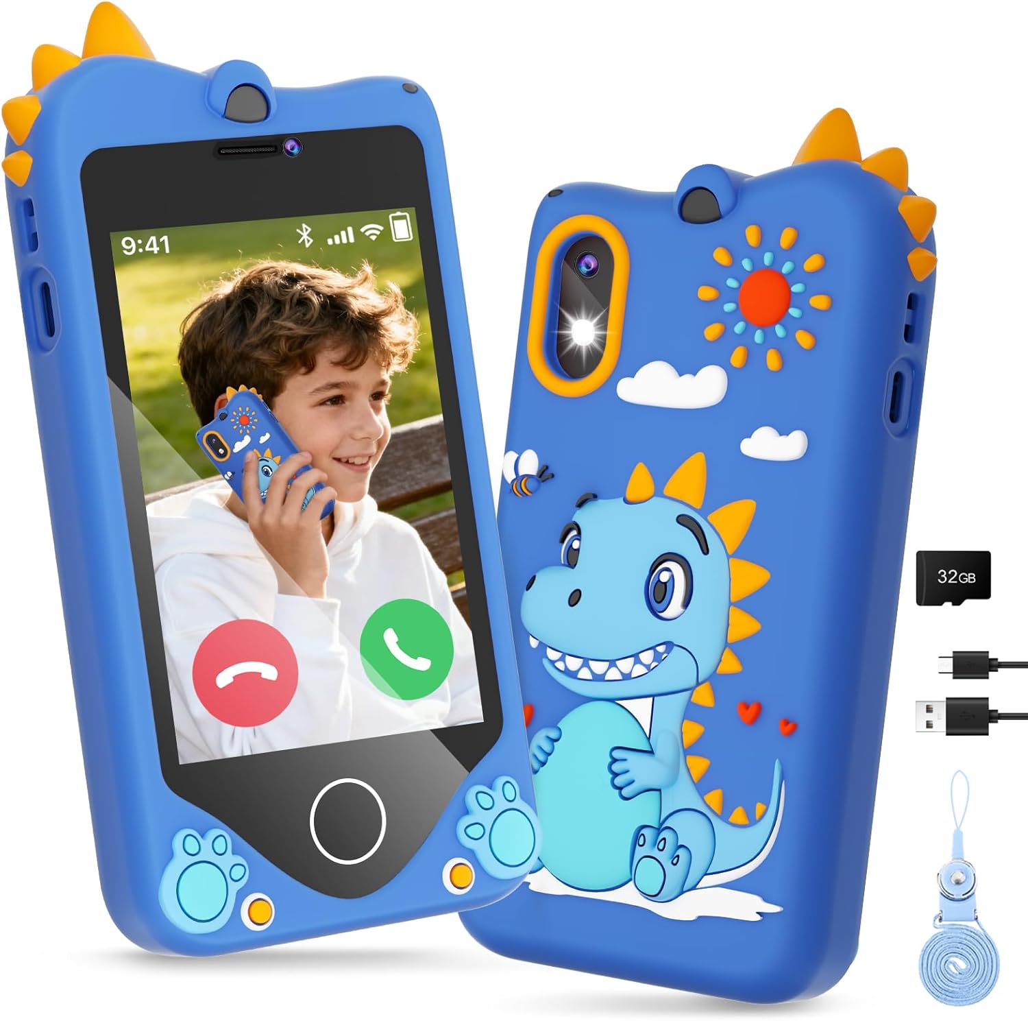 PROGRACE Kids Smart Phone - Talk & Text Learning Toys Cell Phone with Parental Controls, Safe Apps, 4.2" Touchscreen, Dual Camera, Games, Christmas Birthday Gifts for Kids Boys Girls Ages 5-14
