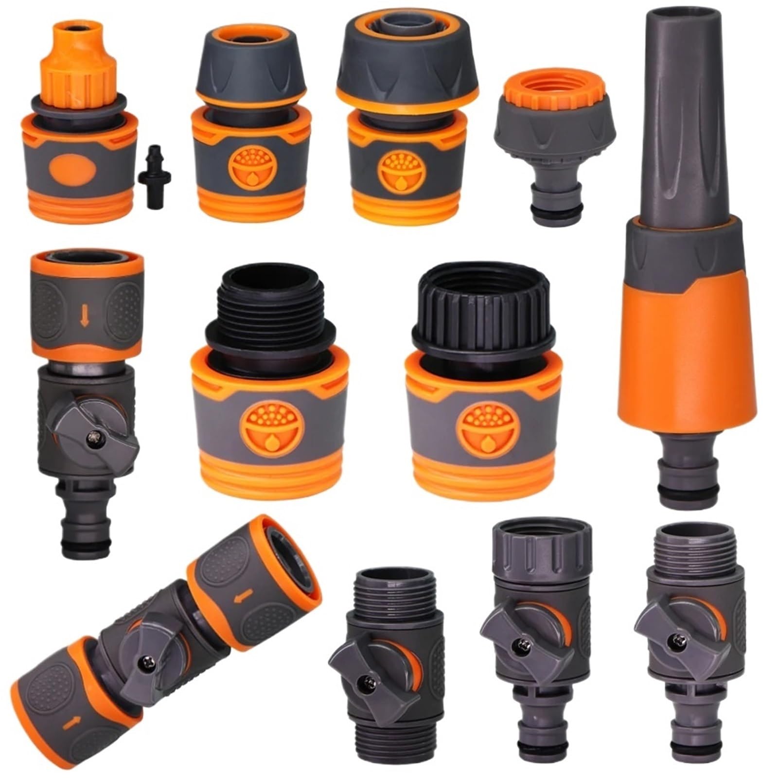6 conectores rápidos de manguera de agua con válvula de cierre para sistema de riego de jardín | Fácil de conectar y desconectar, diseño a prueba de fugas, plástico ABS duradero, ideal para regar (M)