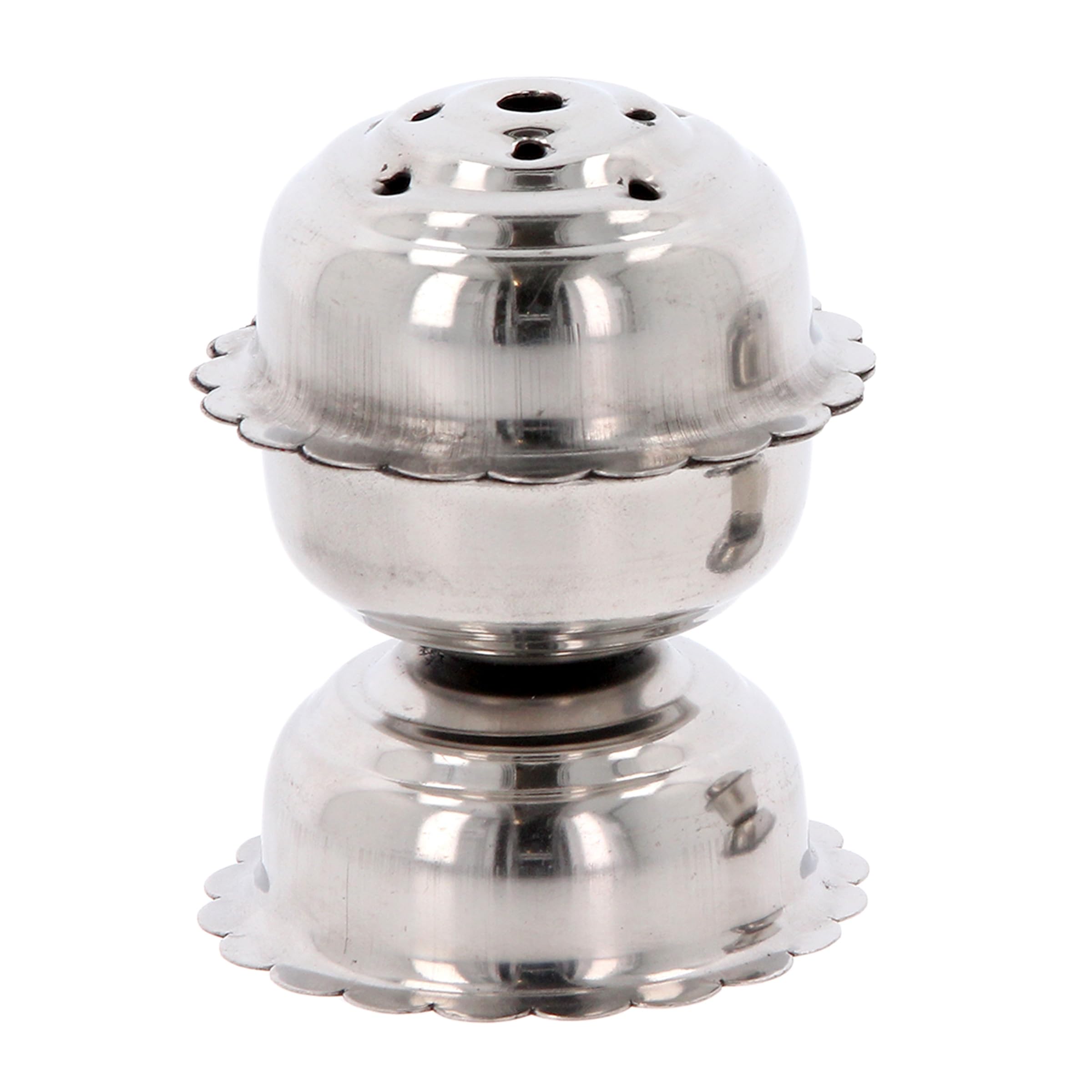 Gk Global Kitchen Silver Incense Stick Holder Stainless Steel Agarbatti Burner Stand Traditional Indian Pooja Item For Religious Pooja Aarti Prayer Ritual Mandir Temple Yoga Diwali Navratri Home Deco (No. 6 (Diameter: 5.7Cm))