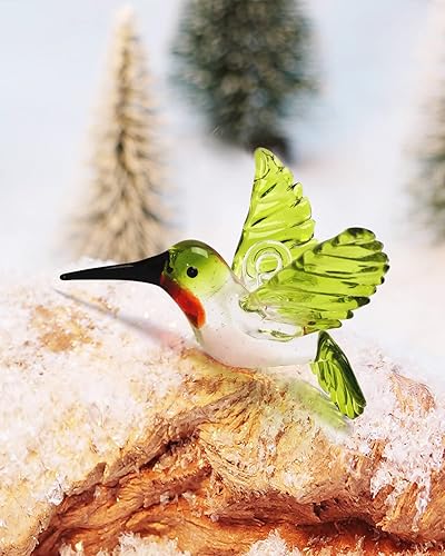 Miniatura 5 de Nefelibata Adorno de colibrí de cristal verde, figura de cristal colgante de pájaro, arte de Navidad, árbol de Navidad, atrapasoles, decoración de