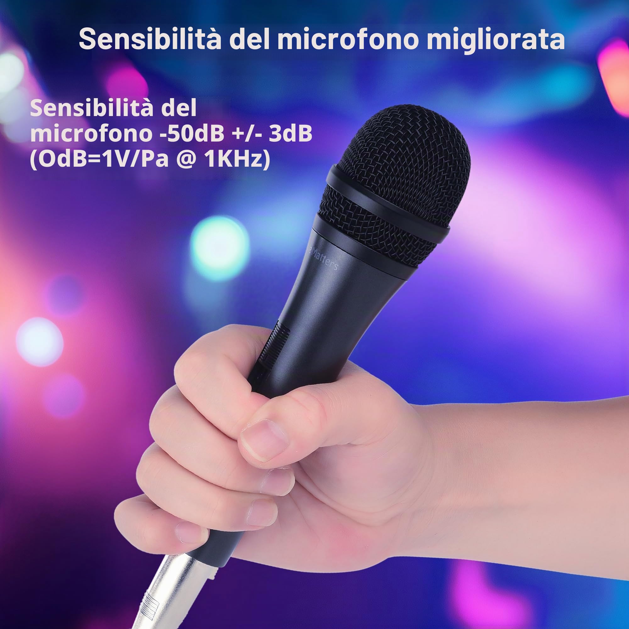 Cable Matters Confezione da 2 microfoni vocali dinamici cardioidi con cavo da 4,5 m, 6,35mm microfono da canto cablato/microfono per macchina da canto Karaoke