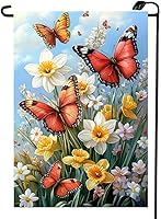 LienzoFest Spring Summer Garden Flag 12x18 Double Sided Burlap Butterfly Flowers - Outdoor Yard Lawn Porch Decor