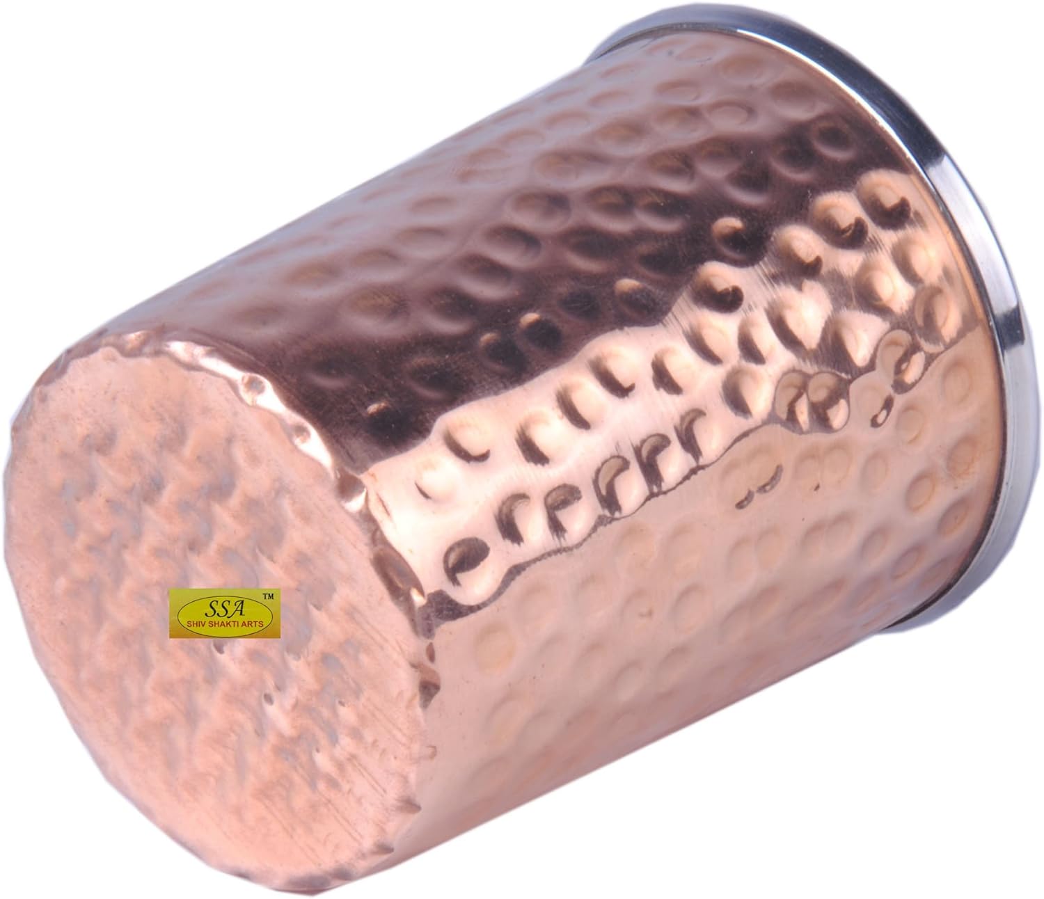 SHIV SHAKTI ARTS Handmade Steel Copper Hammered Glass Set Of 5