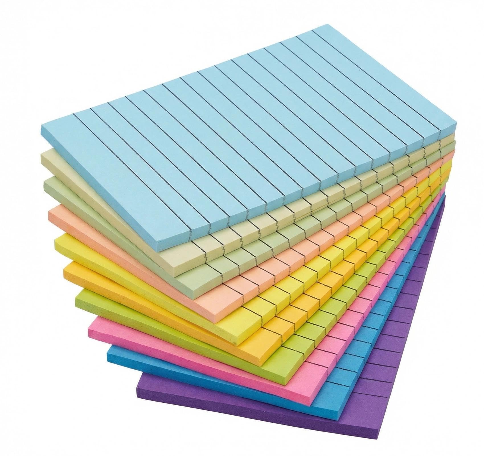 Agoer 500 Foglietti Adesivi In 10 Colorati – 100 x 150 mm Sticky Notes Adesivi - 50 Fogli/Blocchetto, Foglietti Adesivi a Righe per Ufficio Casa, Colore Neon