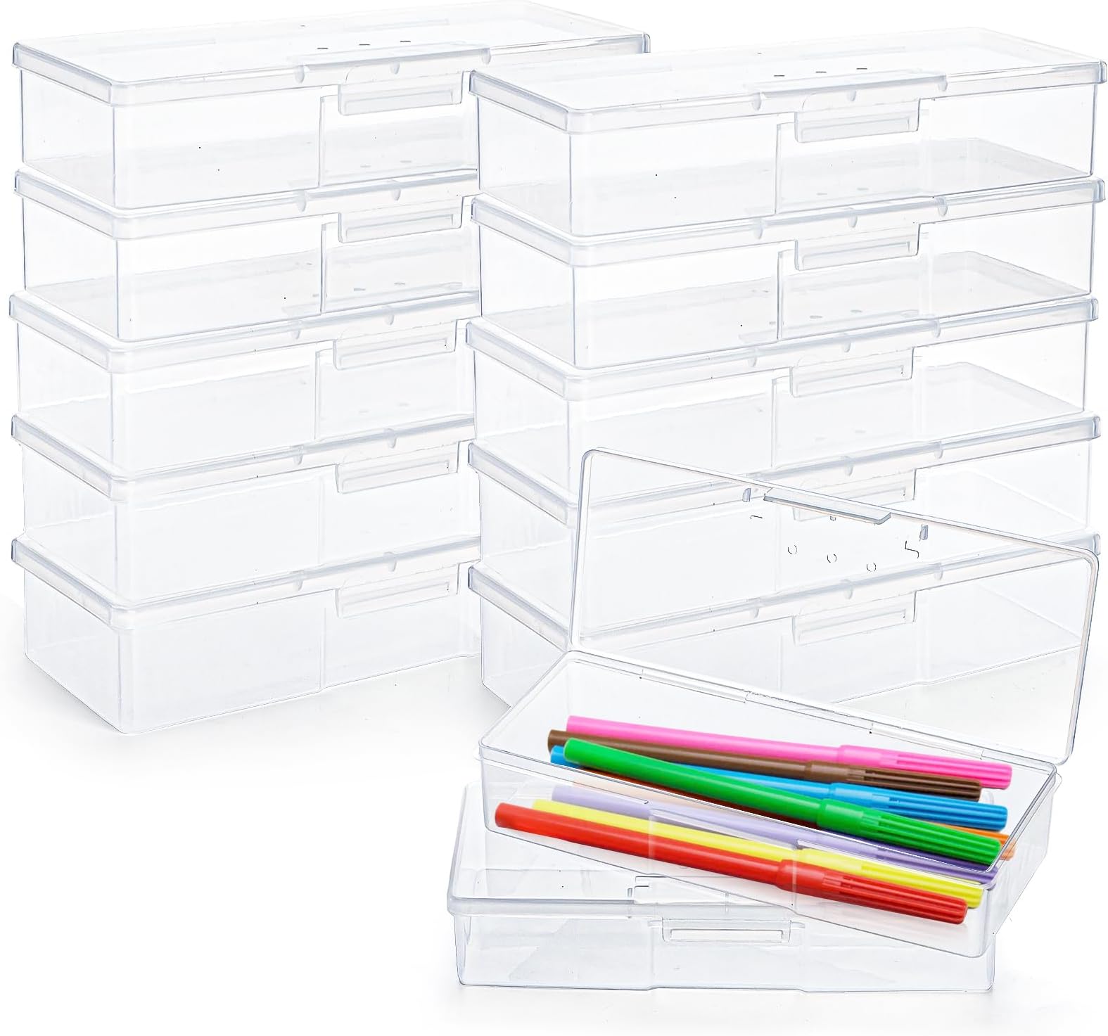 Amazon.com: ZOOFOX 12 Pack Plastic Nail Storage Box, Stackable Pencil ...