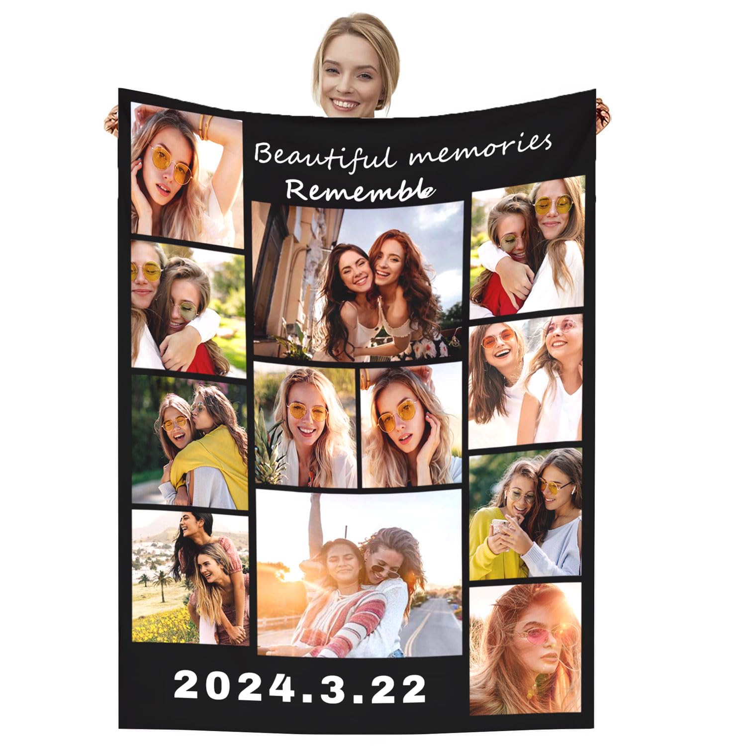 Dmkjdzsw personalised blanket，custom blanket， Soft Cosy Custom Blanket for Adults Kids，Personalised Gifts for Mum, Dad, Boyfriend-L-180 * 200CM