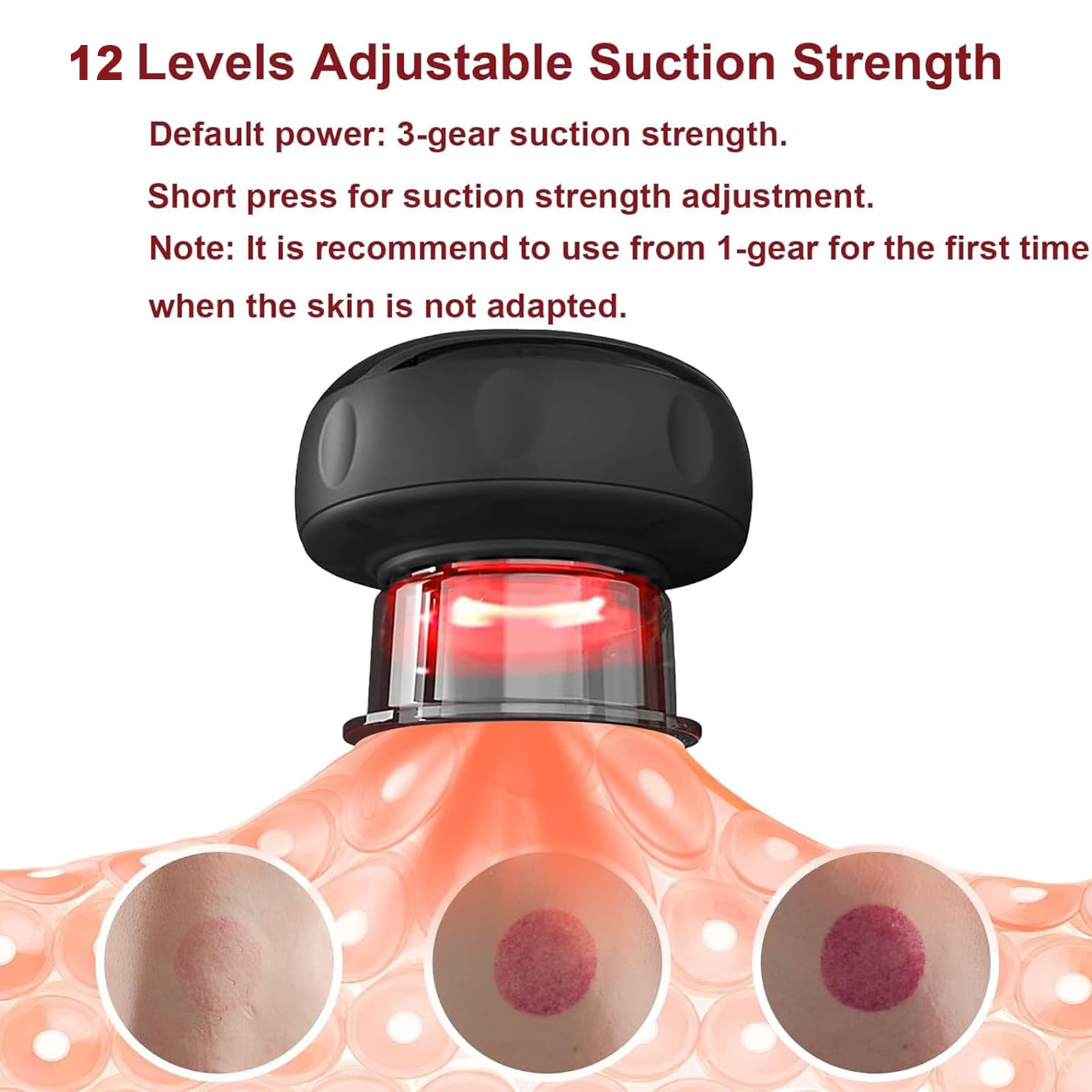 SANON 3 En 1 Masseur Électrique Avec Ventouses, 12 Niveaux Réglables Ventouse Electrique Anti Cellulite Pour Réduire La Cellulite, Ventouse Electrique, Noir