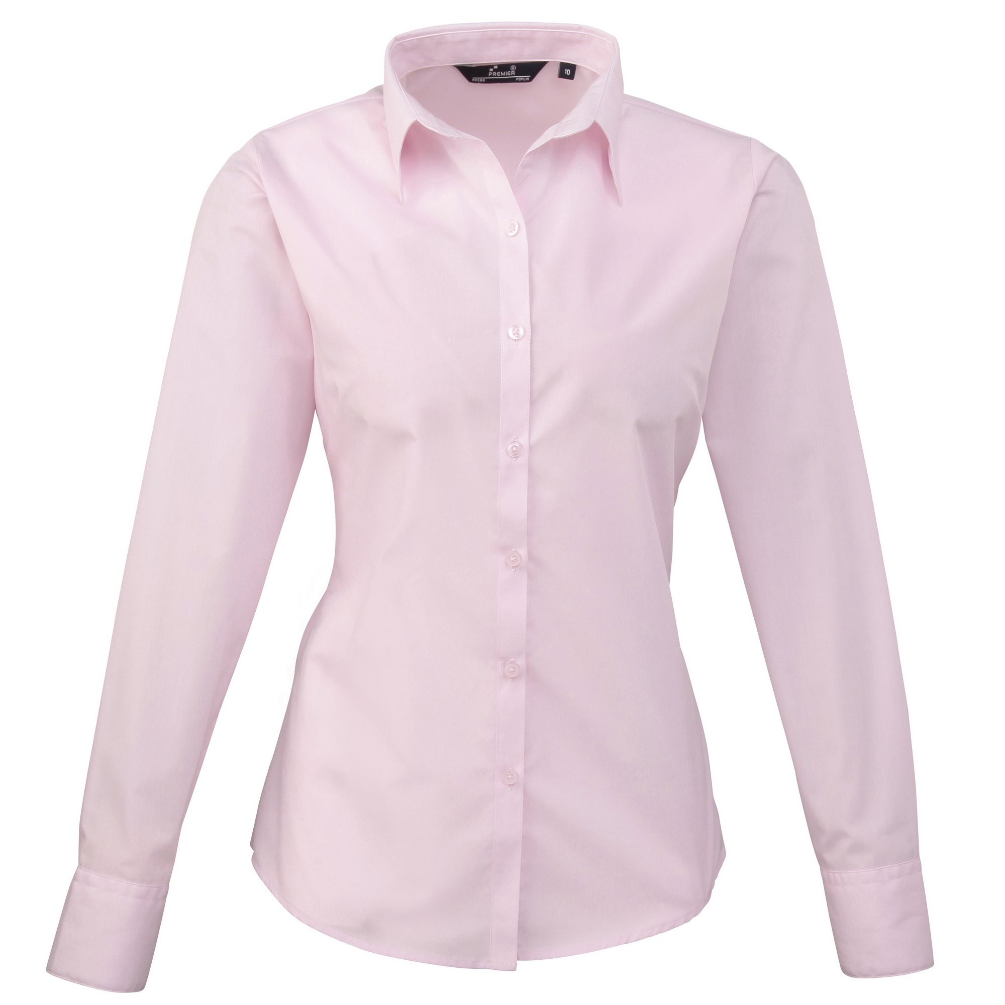 Premier Womens/Ladies Poplin Long-Sleeved Blouse (14) (Pink)