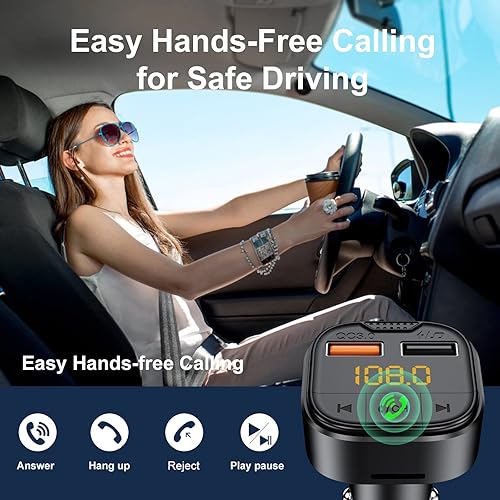Miniatura 4 de Adaptador Bluetooth para coche, transmisor FM Bluetooth para coche, reproductor de MP3 QC3.0 carga rápida para todos los teléfonos inteligentes