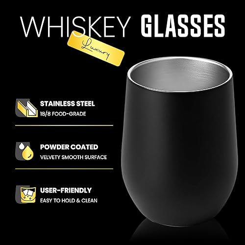 Miniatura 3 de Vasos de whisky de acero inoxidable de doble pared, vidrio de nariz sin tallo, regalo para los amantes del whisky (oliva)