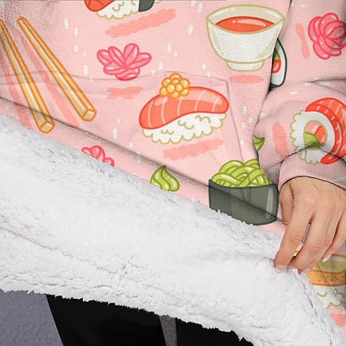 Miniatura 5 de Wearable Oversized Blanket,Sherpa Blanket Hoodie with Super Pockets,Super Warm Fuzzy Pullover for Women & Men