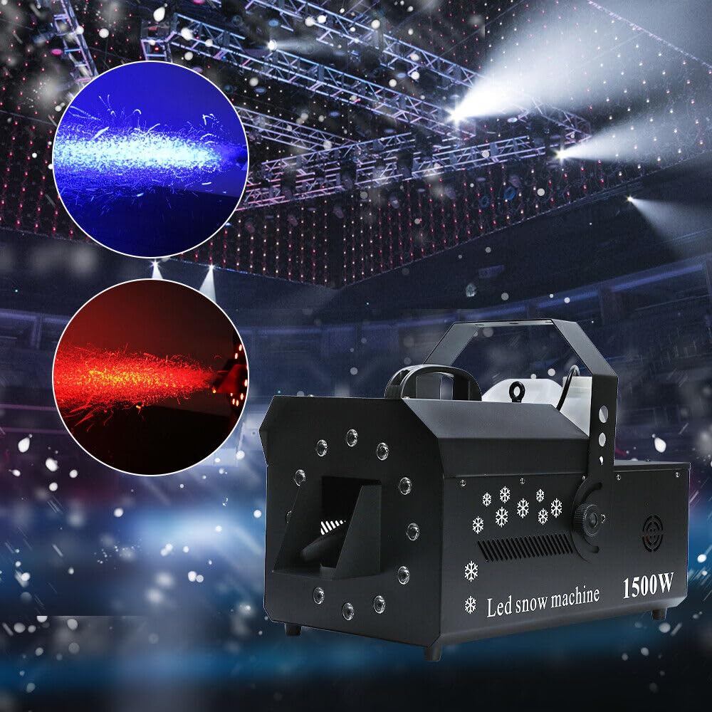 Schneemaschine, 5 L 1500 W LED tragbare Hochwertige Schneematschmaschine, 3-in-1 Schneemaschine Schneeflockenmaschine DMX mit Leichter für Partys,Bühne, Hochzeit