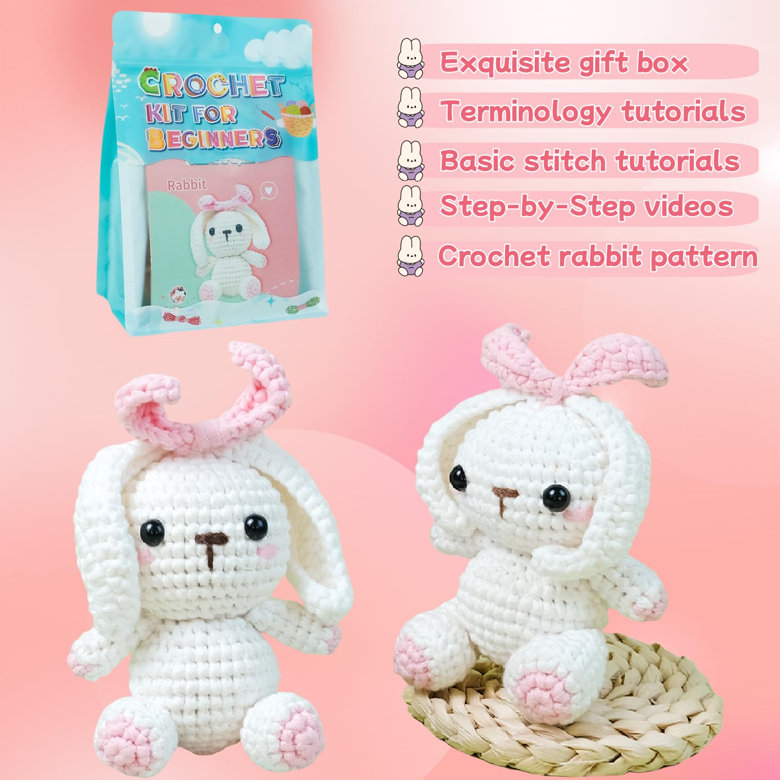 Swoolfe Crochet Kit for Beginners Crochet Kit W Step-by-Step Video Tutorials, Crochet Animal Kit - Image 4